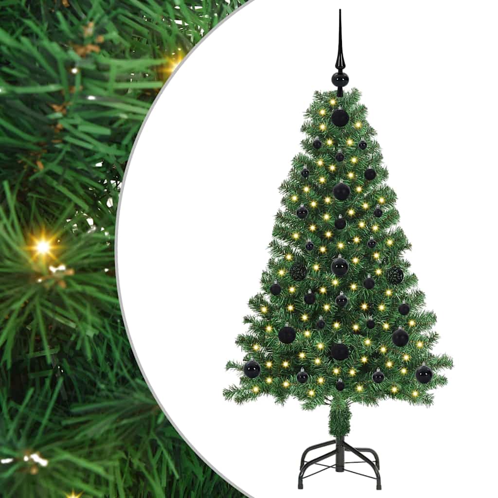 Kunstig juletre med 150 LED grønn 120 cm PVC og Stål og Plast