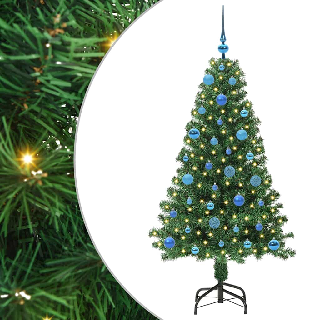 Kunstig juletre med 150 LED grønn 150 cm PVC og Stål og Plast