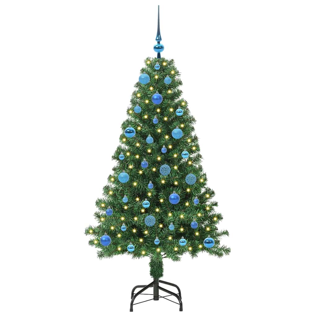 Kunstig juletre med 150 LED grønn 150 cm PVC og Stål og Plast