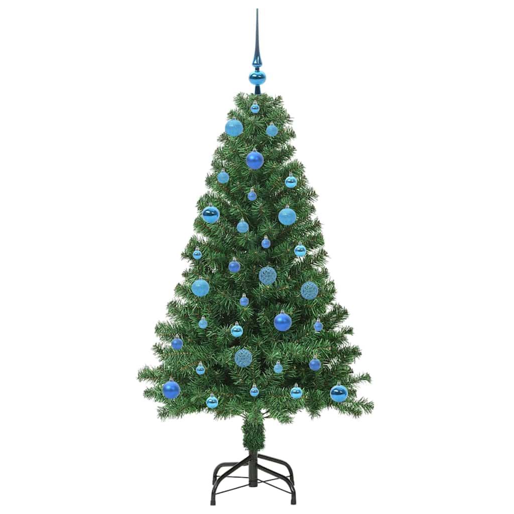 Kunstig juletre med 150 LED grønn 150 cm PVC og Stål og Plast