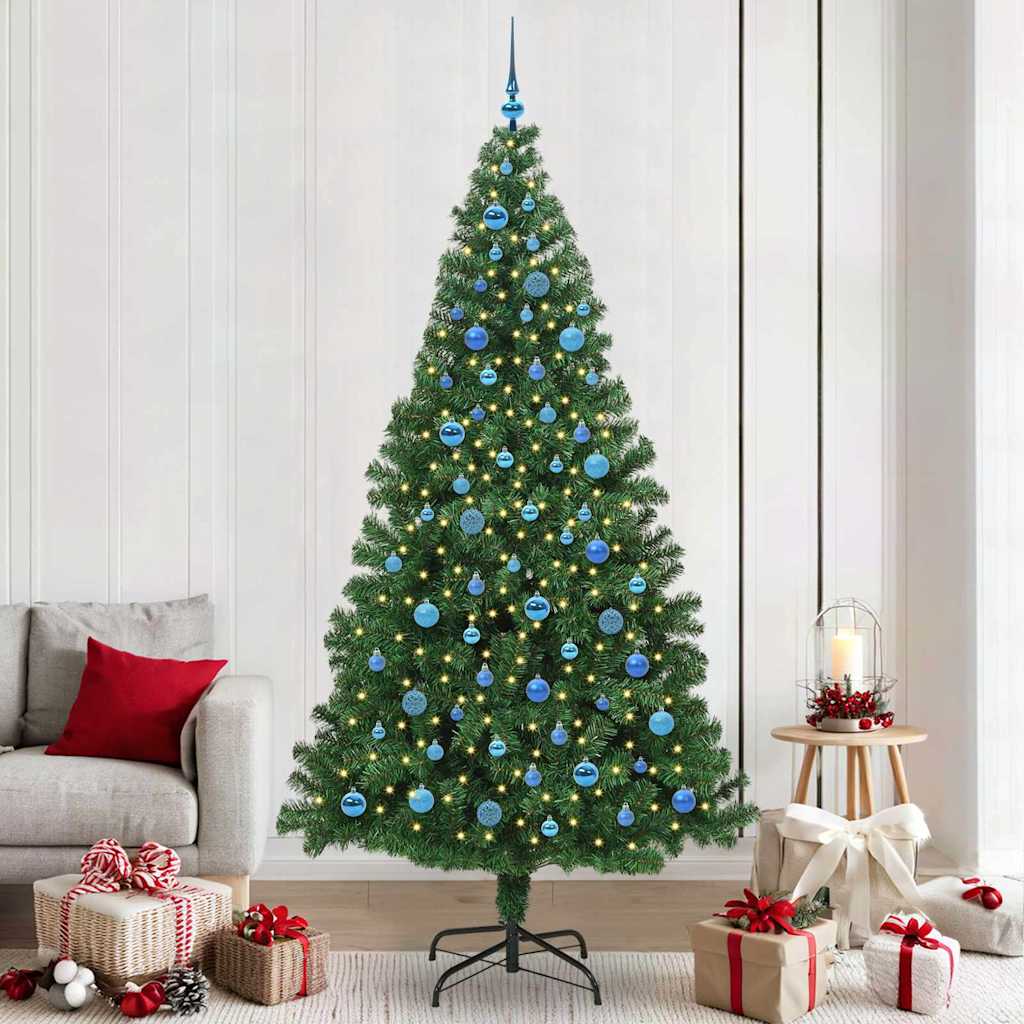 Kunstig juletre med 300 LED grønn 240 cm PVC og Stål og Plast