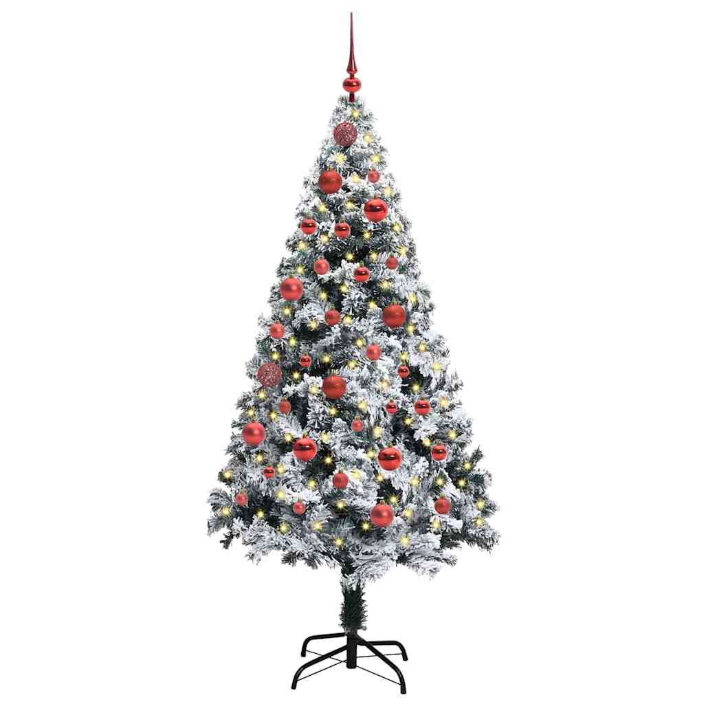Kunstig juletre med 150 LED Hvit 150 cm PVC og Stål og Plast