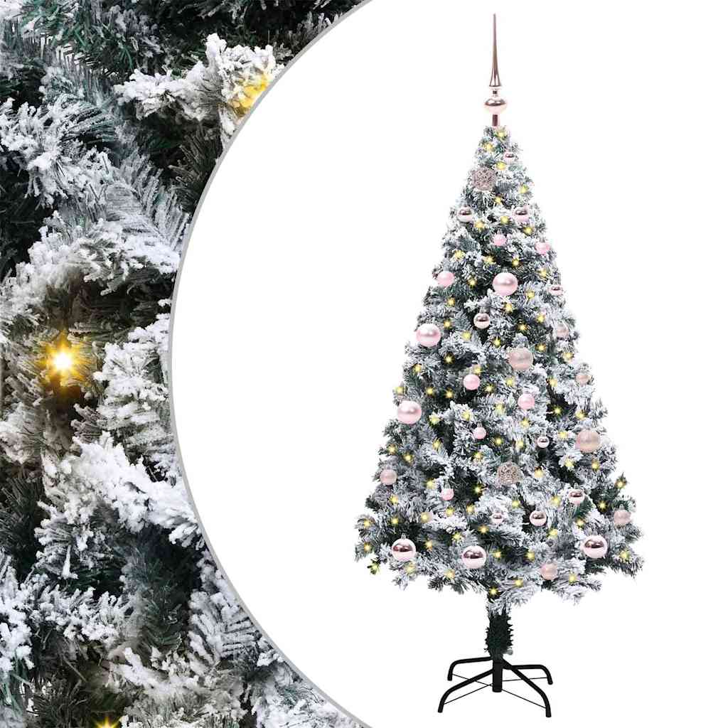 Kunstig juletre med 150 LED Hvit 150 cm PVC og Stål og Plast