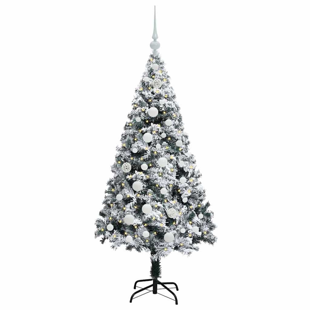 Kunstig juletre med 150 LED Hvit 150 cm PVC og Stål og Plast