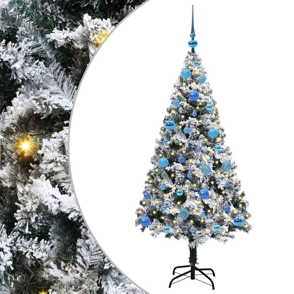 Kunstig juletre med 150 LED Hvit 150 cm PVC og Stål og Plast
