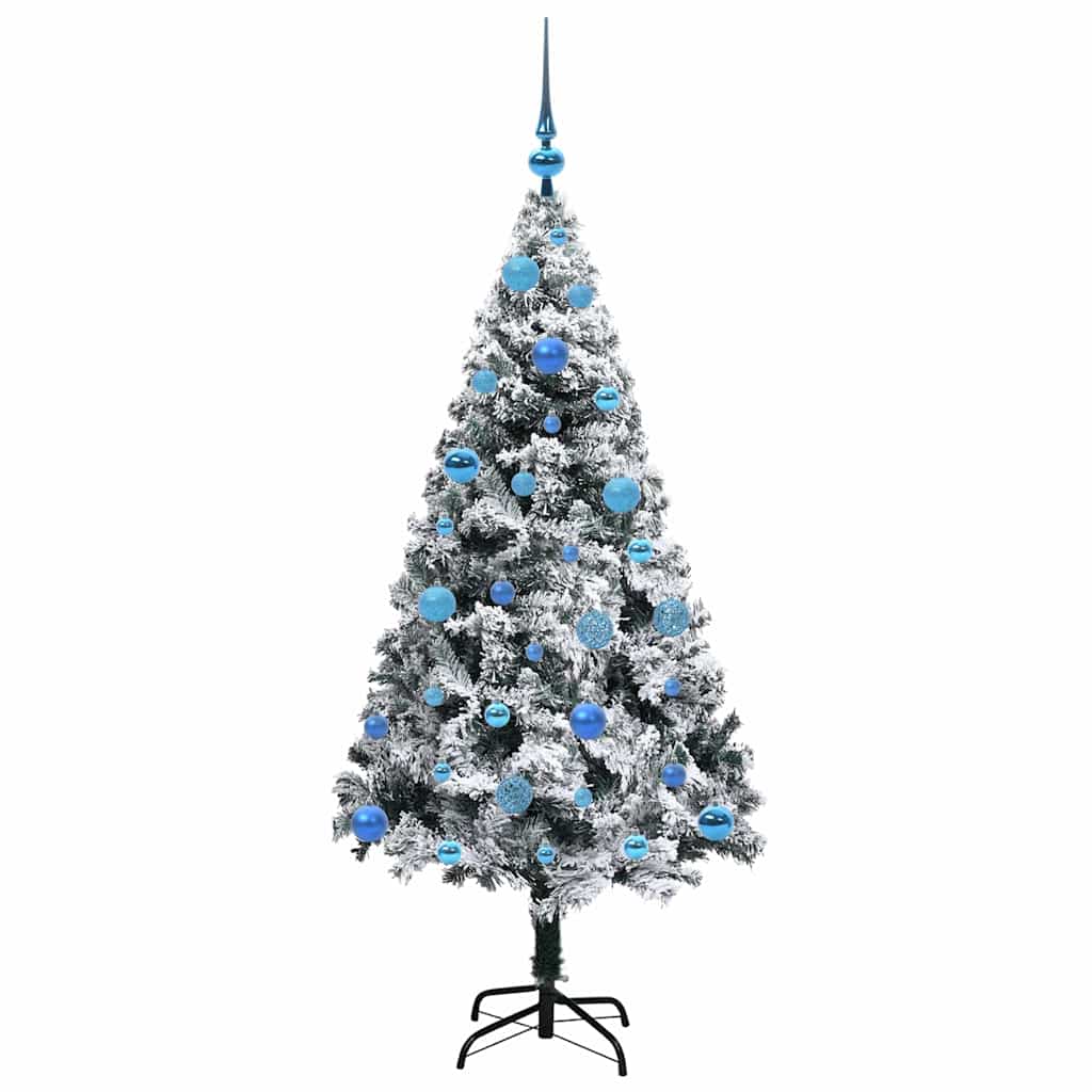 Kunstig juletre med 150 LED Hvit 150 cm PVC og Stål og Plast