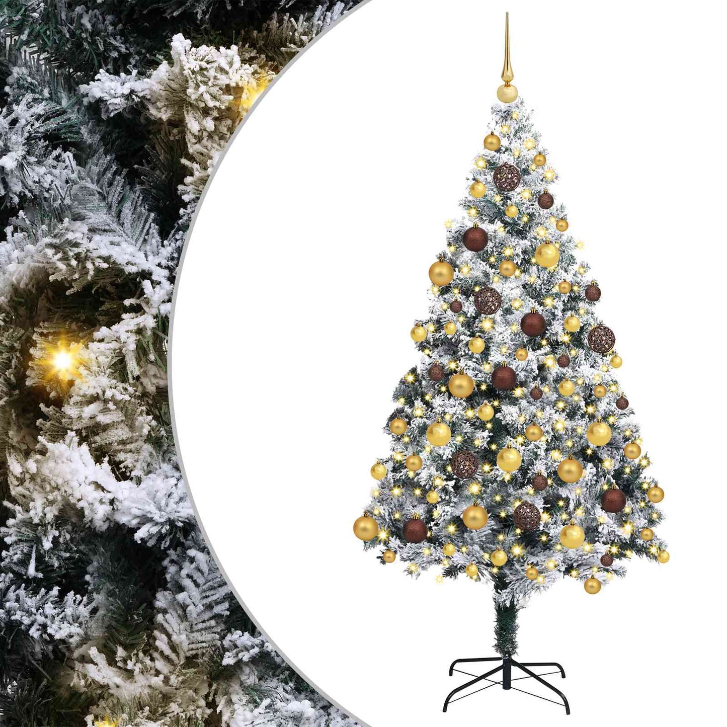 Kunstig juletre med 300 LED Hvit 180 cm PVC og Stål og Plast