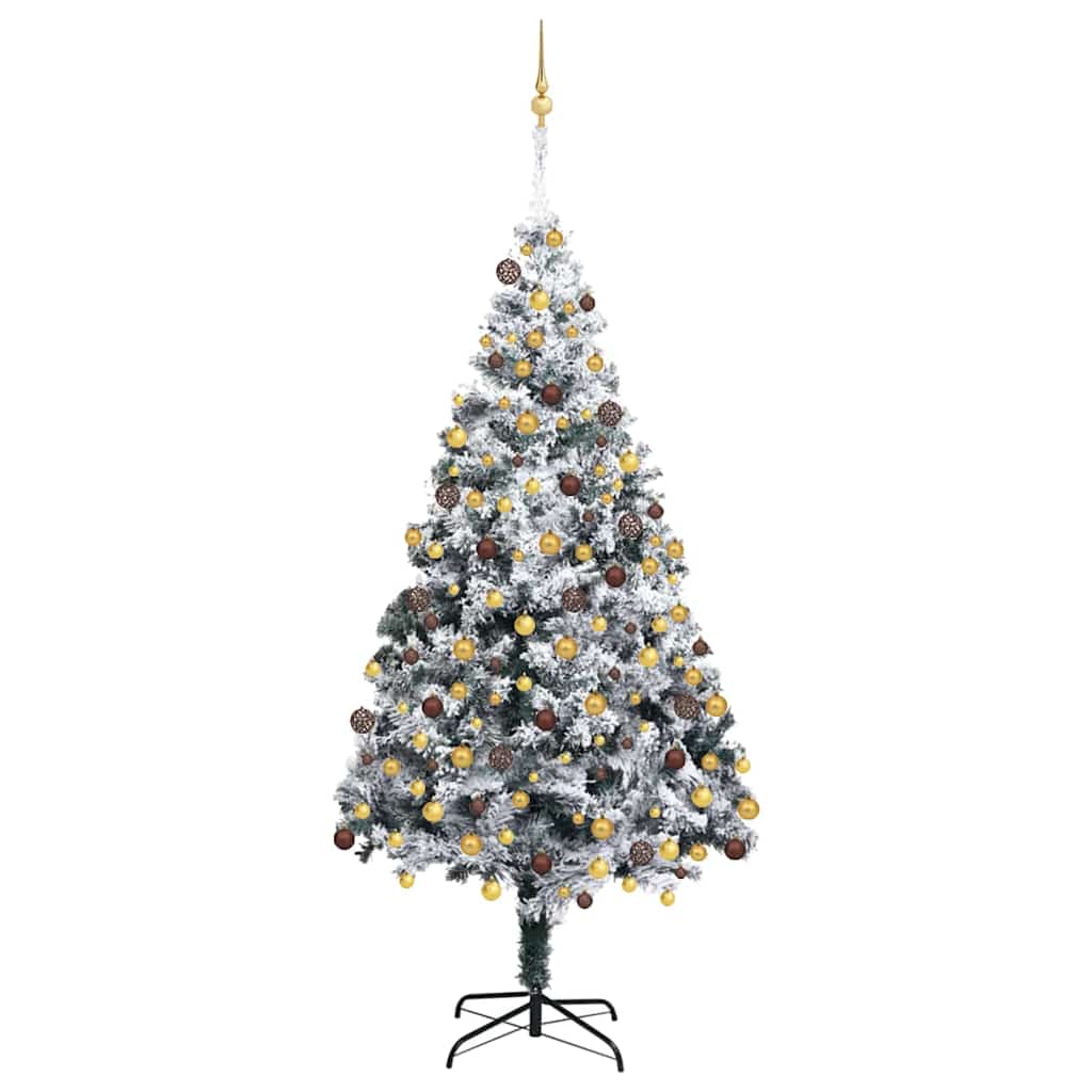 Kunstig juletre med 300 LED Hvit 180 cm PVC og Stål og Plast