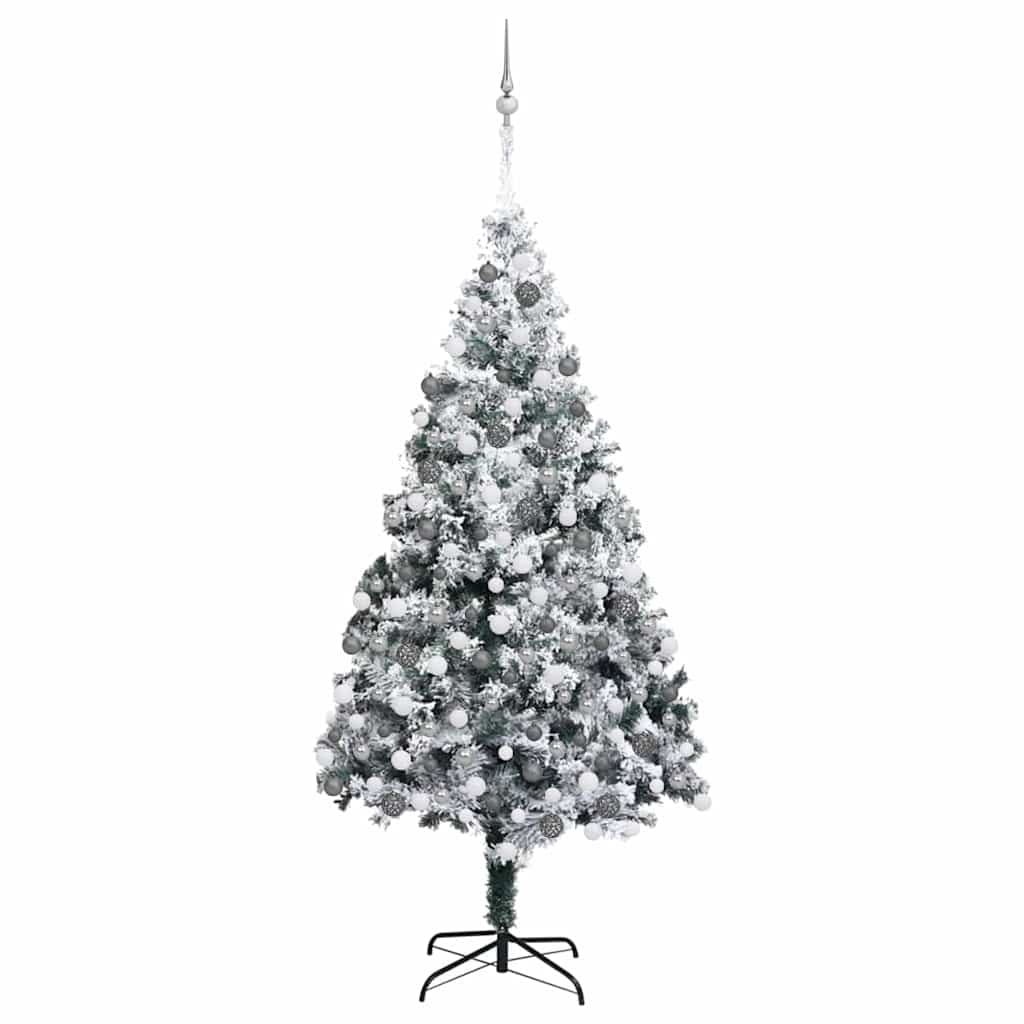 Kunstig juletre med 300 LED Hvit 180 cm PVC og Stål og Plast