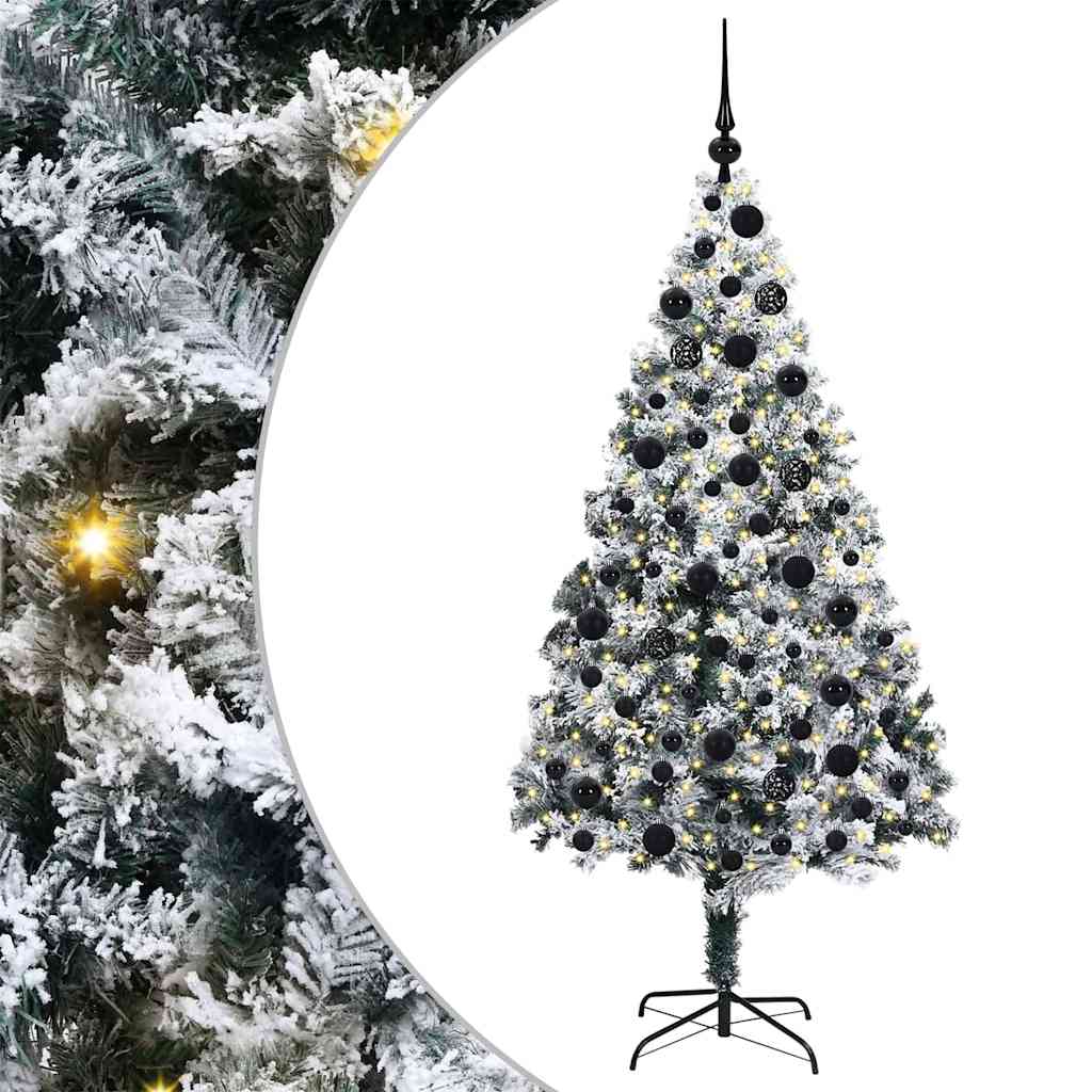 Kunstig juletre med 300 LED Hvit 180 cm PVC og Stål og Plast