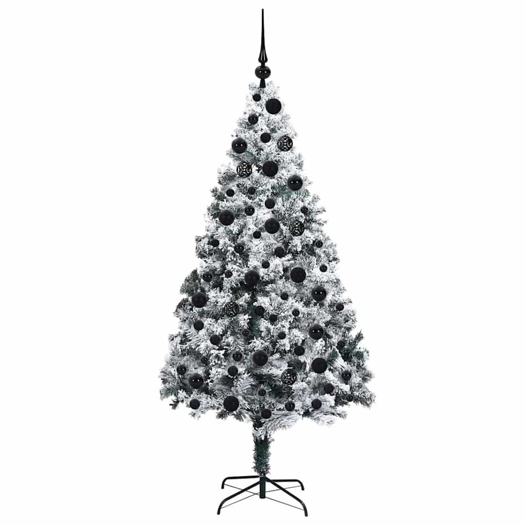Kunstig juletre med 300 LED Hvit 180 cm PVC og Stål og Plast