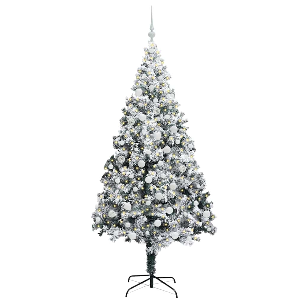 Kunstig juletre med 300 LED Hvit 180 cm PVC og Stål og Plast