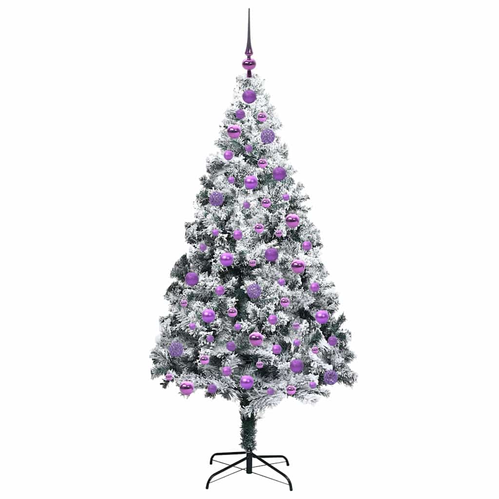 Kunstig juletre med 300 LED Hvit 180 cm PVC og Stål og Plast