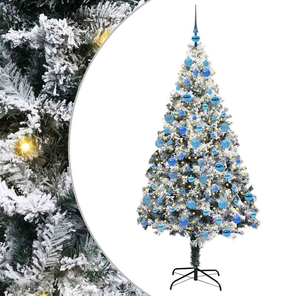 Kunstig juletre med 300 LED Hvit 180 cm PVC og Stål og Plast