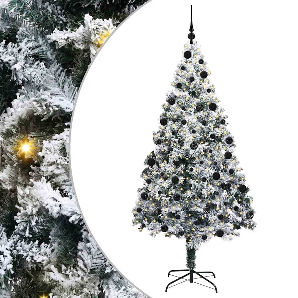 Kunstig juletre med 300 LED Hvit 210 cm PVC og Stål og Plast