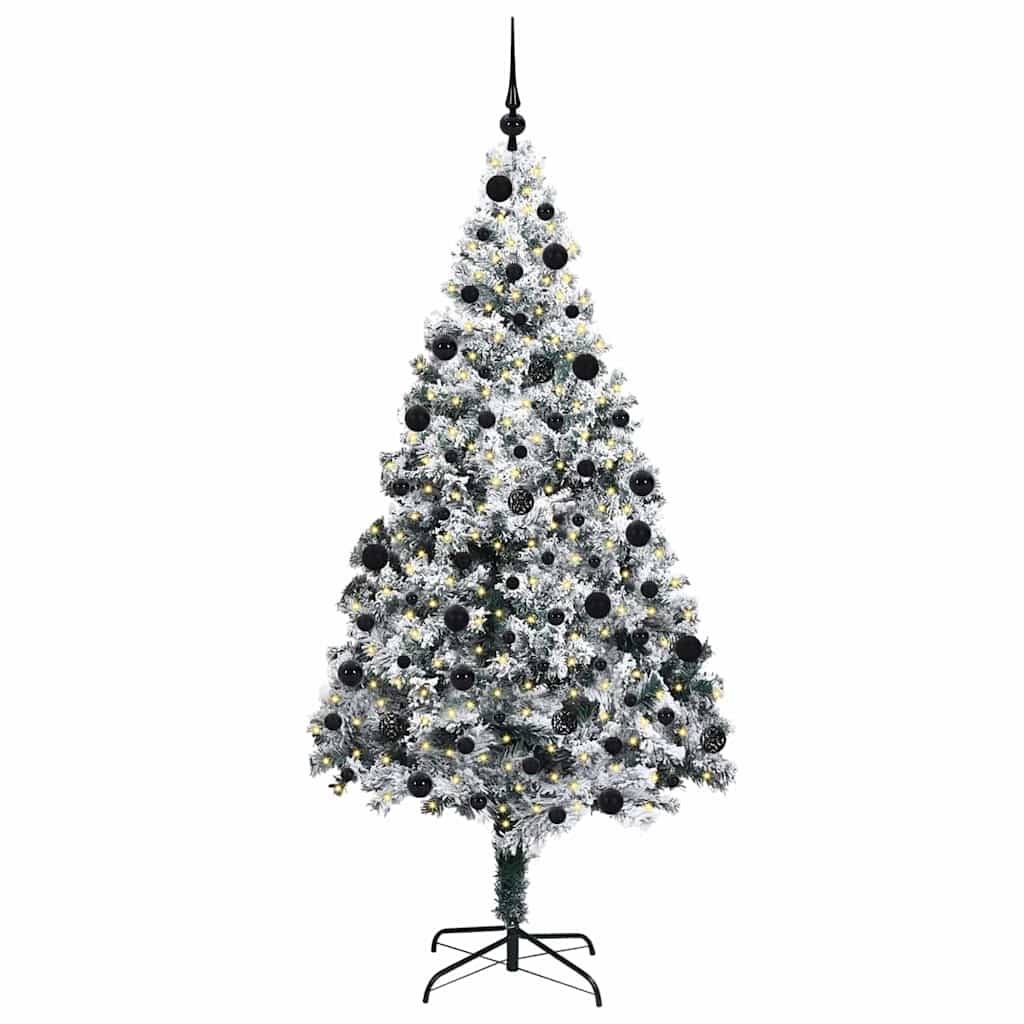 Kunstig juletre med 300 LED Hvit 210 cm PVC og Stål og Plast