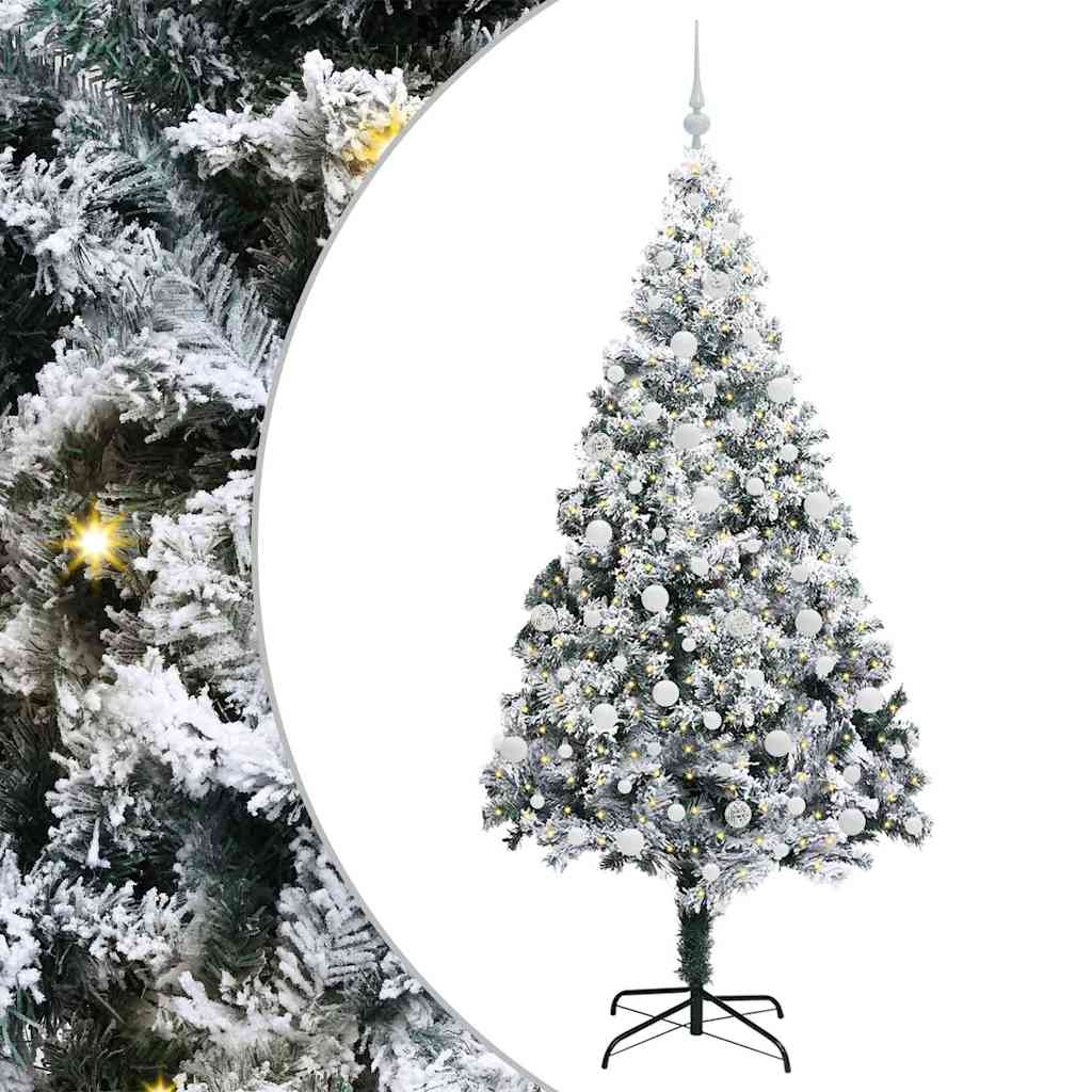 Kunstig juletre med 300 LED Hvit 210 cm PVC og Stål og Plast