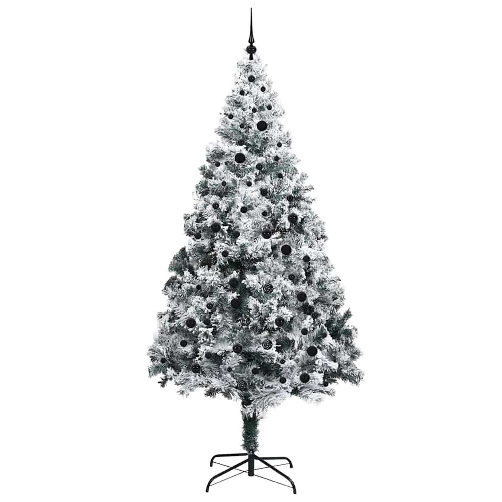 Kunstig juletre med 300 LED Hvit 240 cm PVC og Stål og Plast