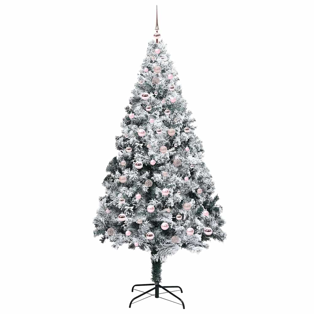 Kunstig juletre med 300 LED Hvit 240 cm PVC og Stål og Plast