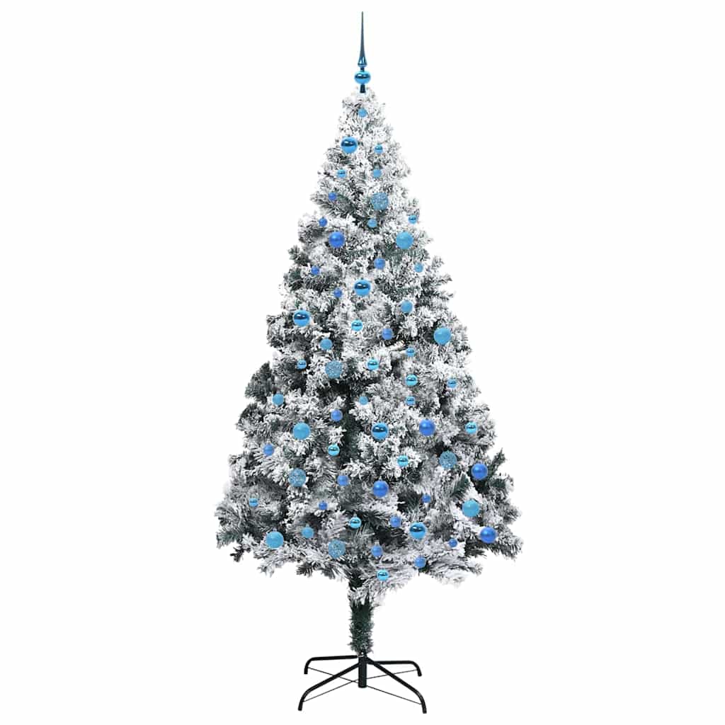 Kunstig juletre med 300 LED Hvit 240 cm PVC og Stål og Plast