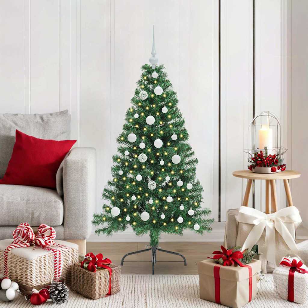 Kunstig Forhåndsopplyst Juletre med 150 LED grønn 120 cm PVC