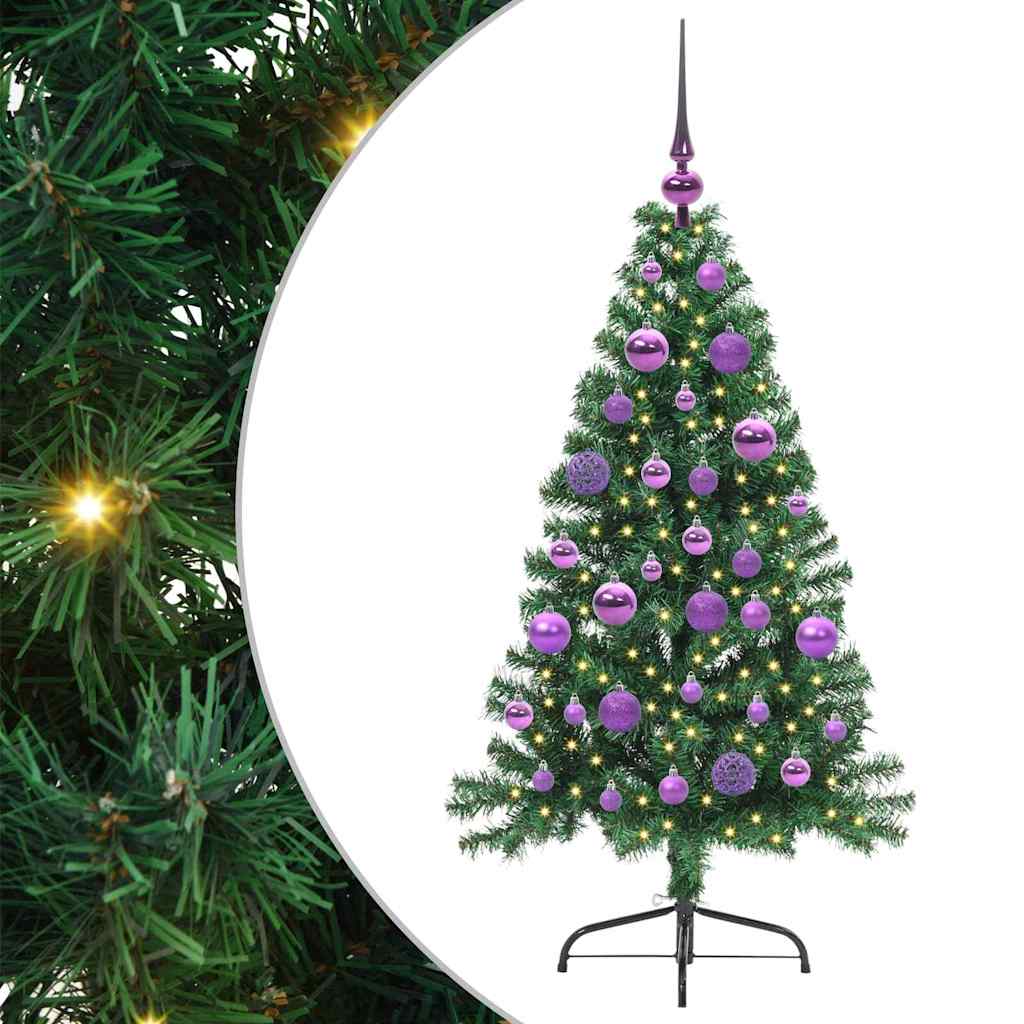 Kunstig Forhåndsopplyst Juletre med 150 LED grønn 120 cm PVC