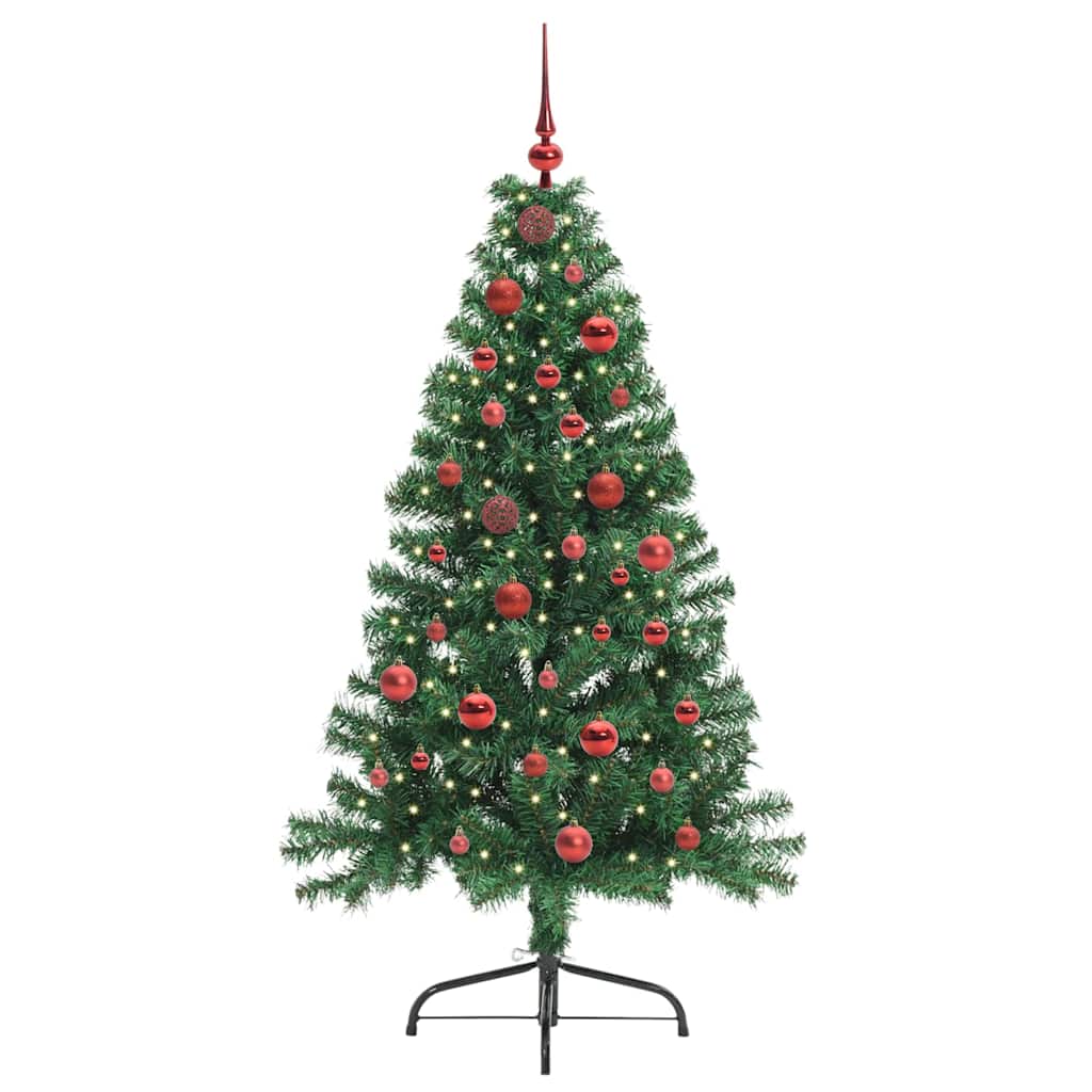 Kunstig Forhåndsopplyst Juletre med 150 LED grønn 150 cm PVC