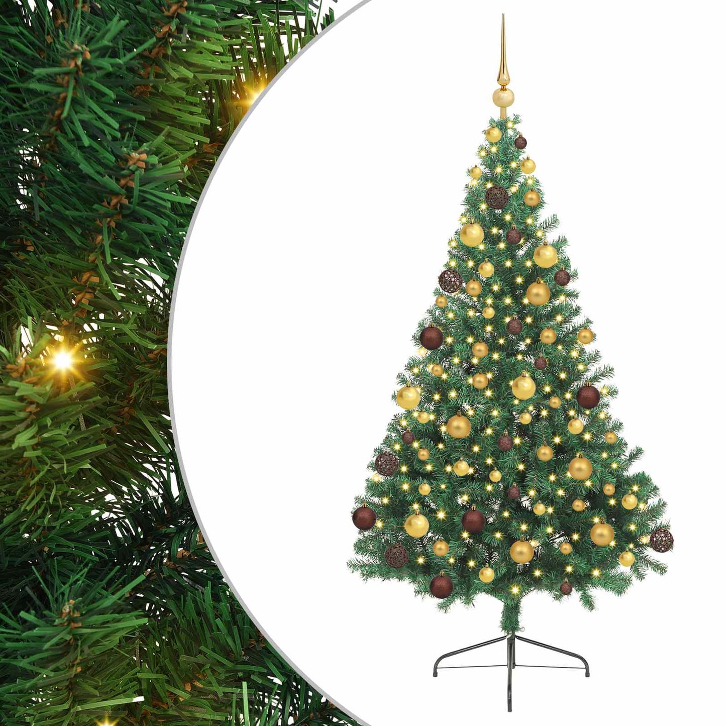 Kunstig Forhåndsopplyst Juletre med 300 LED grønn 180 cm PVC