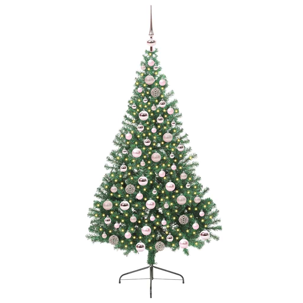 Kunstig Forhåndsopplyst Juletre med 300 LED grønn 180 cm PVC