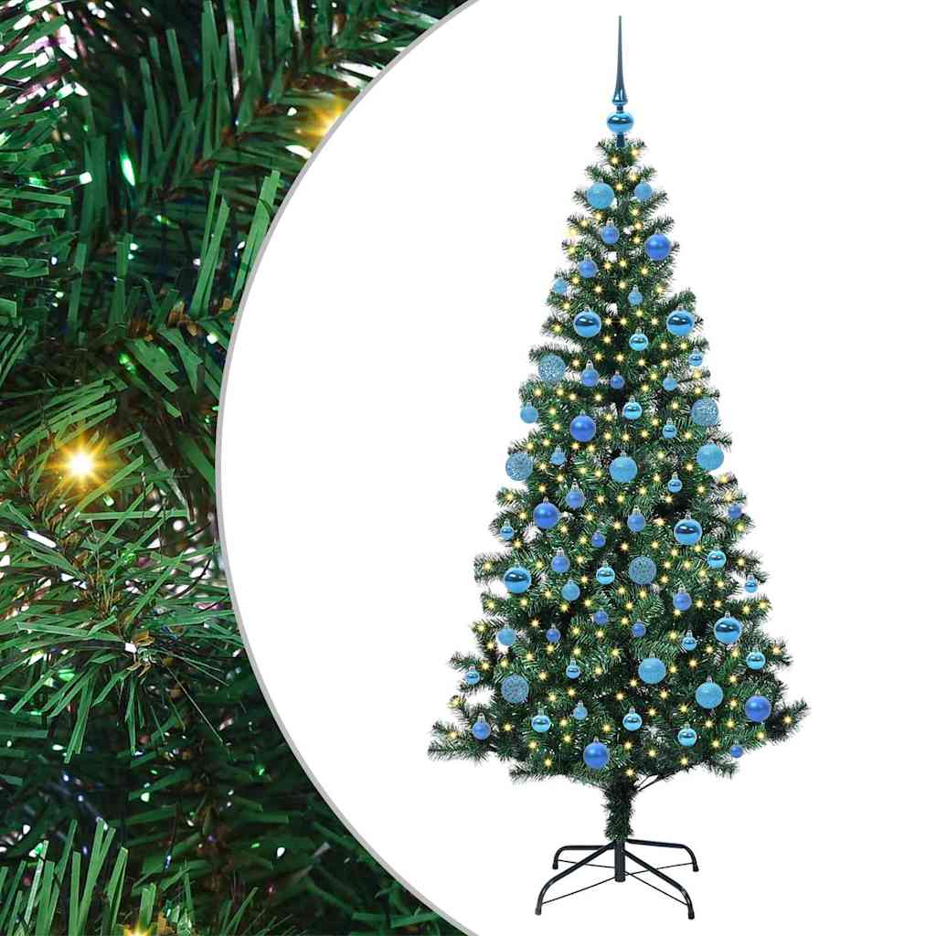Kunstig Forhåndsopplyst Juletre med 300 LED grønn 180 cm PVC