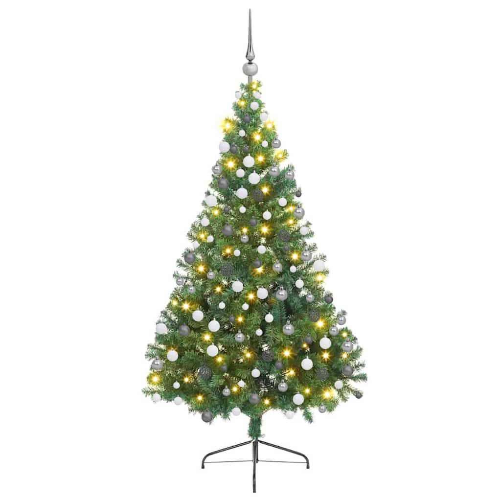 Kunstig Forhåndsopplyst Juletre med 300 LED grønn 210 cm PVC