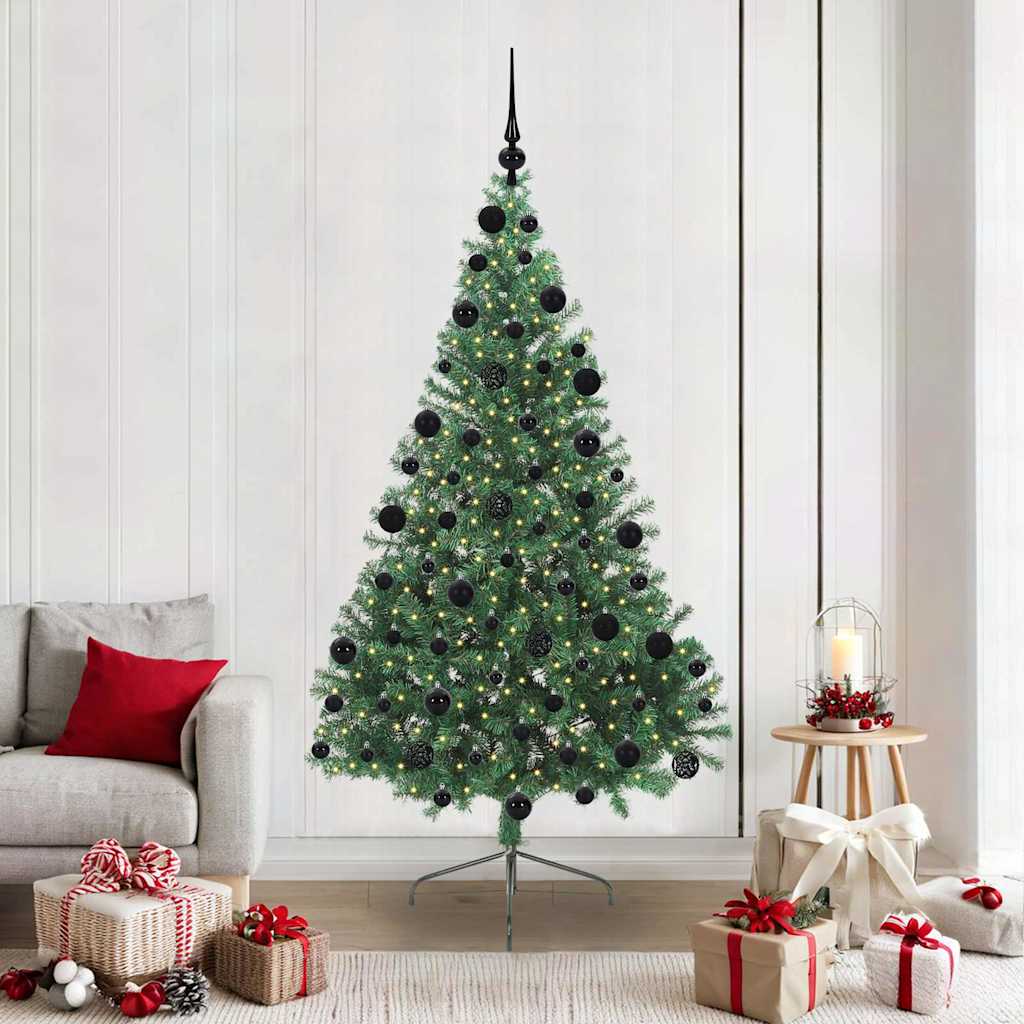 Kunstig Forhåndsopplyst Juletre med 300 LED grønn 210 cm PVC