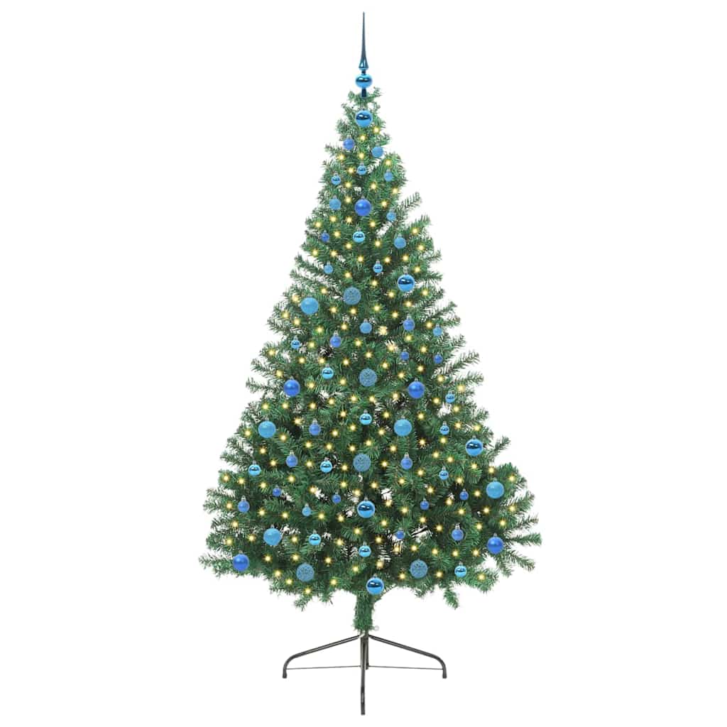 Kunstig Forhåndsopplyst Juletre med 300 LED grønn 210 cm PVC