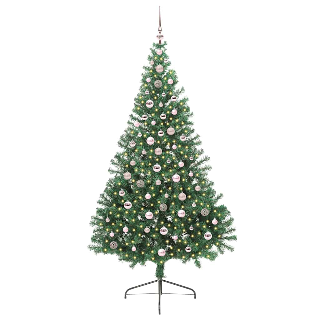 Kunstig Forhåndsopplyst Juletre med 300 LED grønn 240 cm PVC