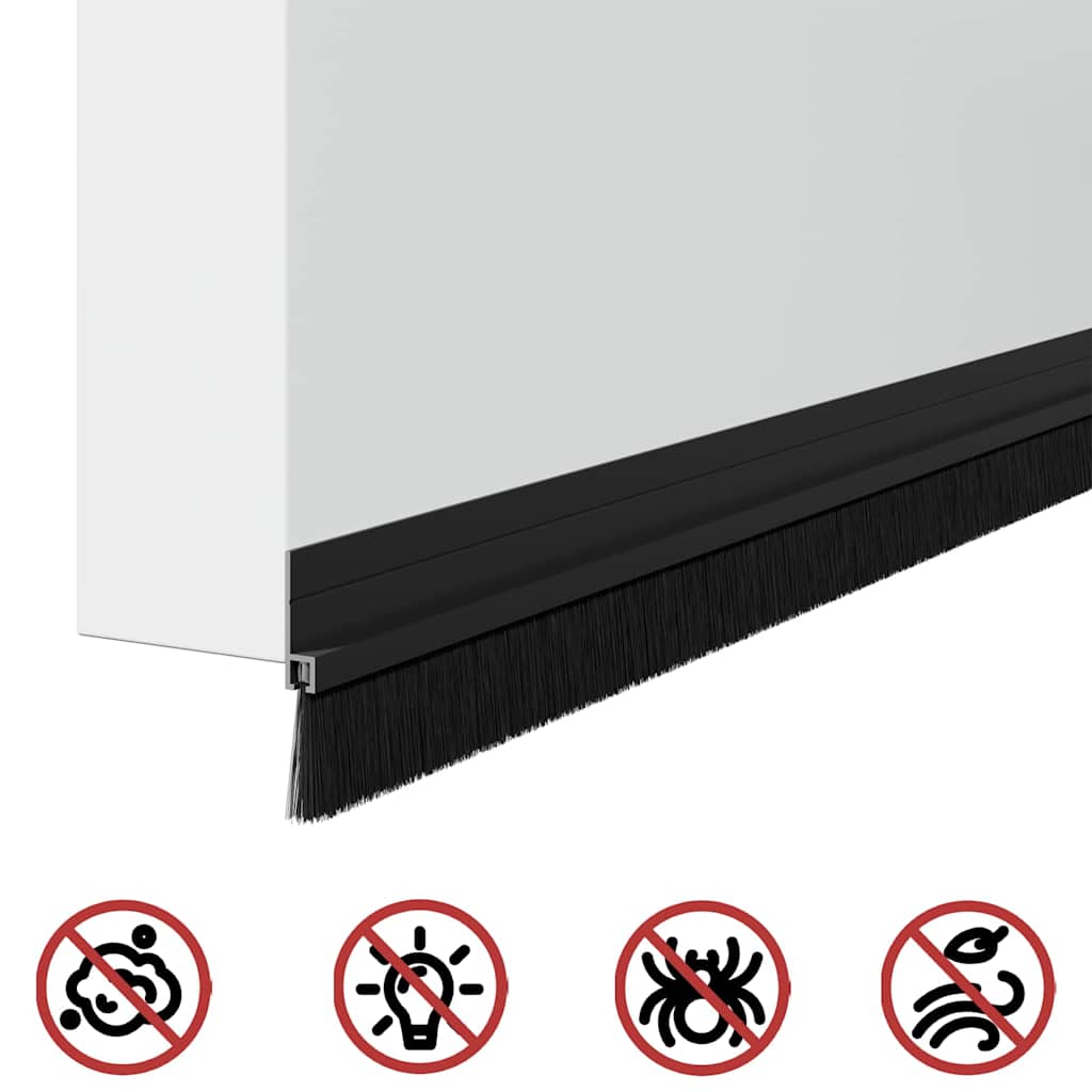 Selvhäftende dørbørstetninger 2 pcs Svart 100 cm