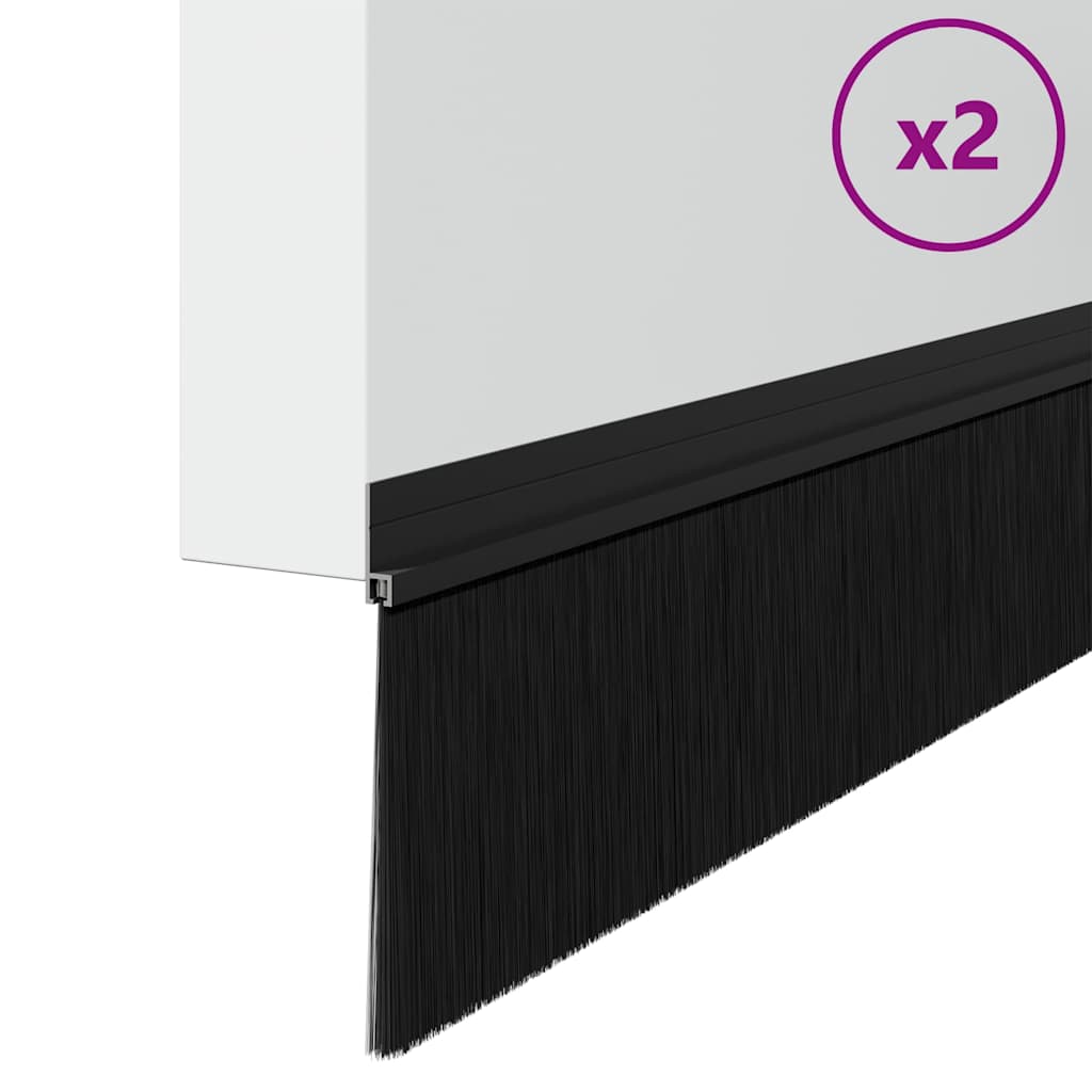 Selvhäftende dørbørstetninger 2 pcs Svart 100 cm
