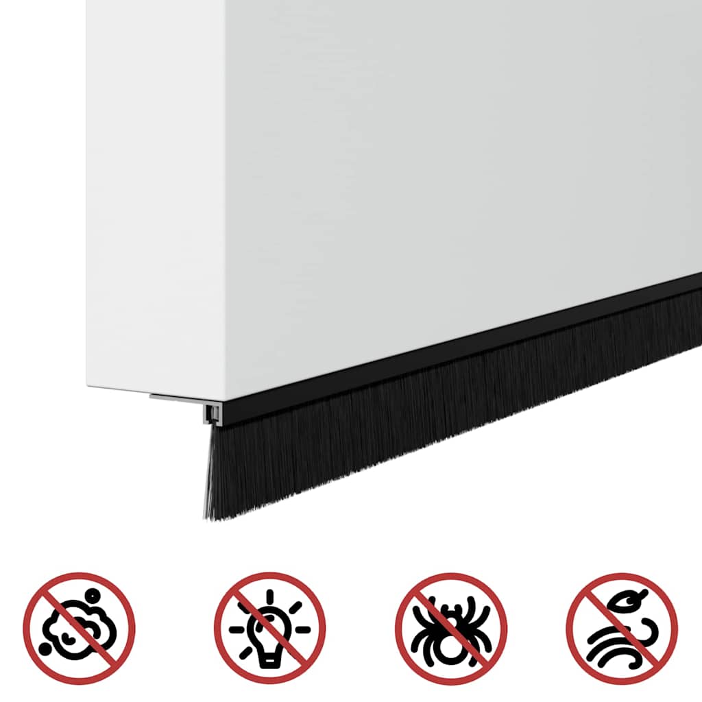 Selvhäftende dørbørstetninger 2 pcs Svart 100 cm
