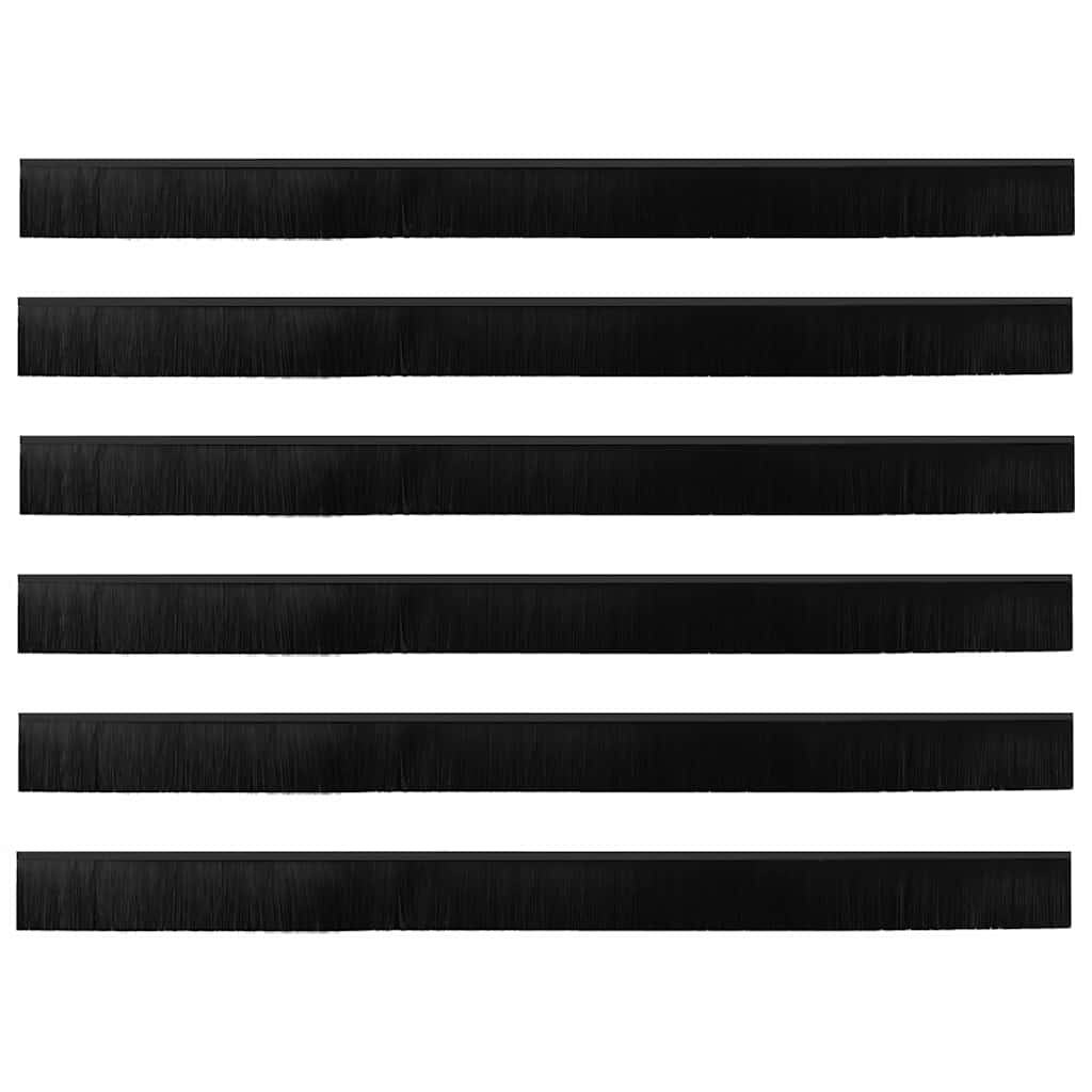 Selvhäftende dørbørstetninger 6 pcs Svart 100 cm