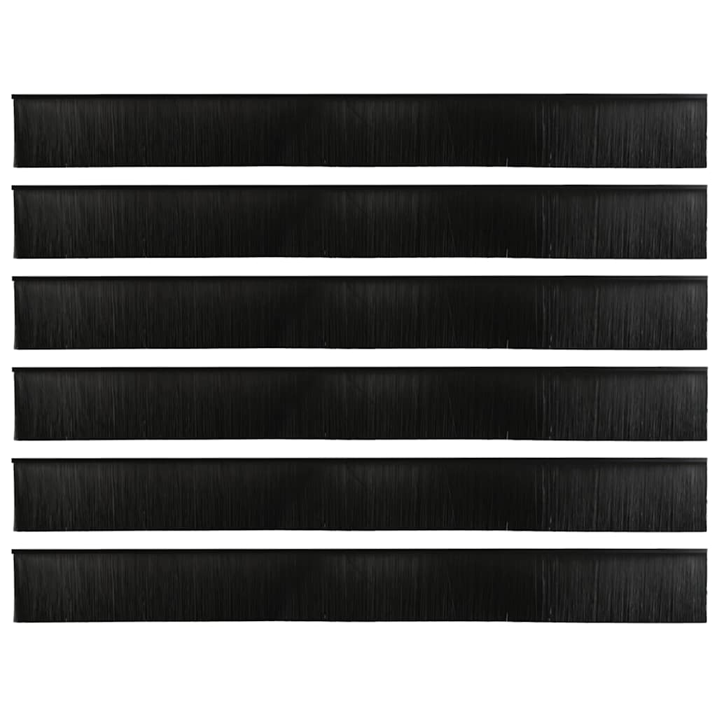 Selvhäftende dørbørstetninger 6 pcs Svart 100 cm