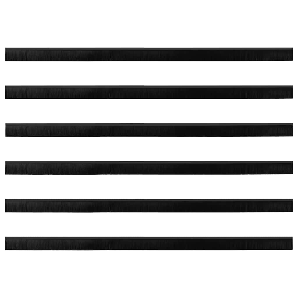 Selvhäftende dørbørstetninger 12 pcs Svart 100 cm