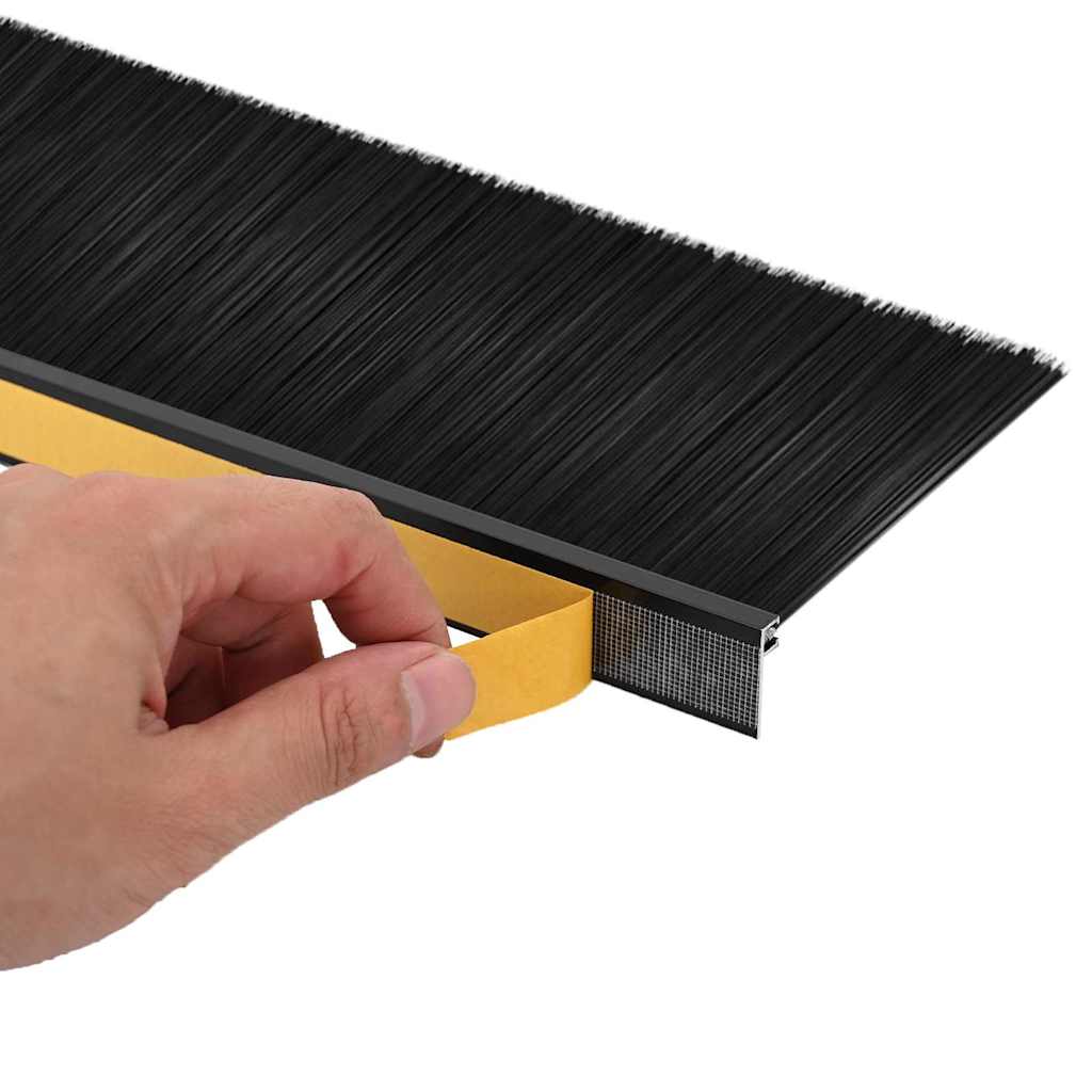 Selvhäftende dørbørstetninger 12 pcs Svart 100 cm