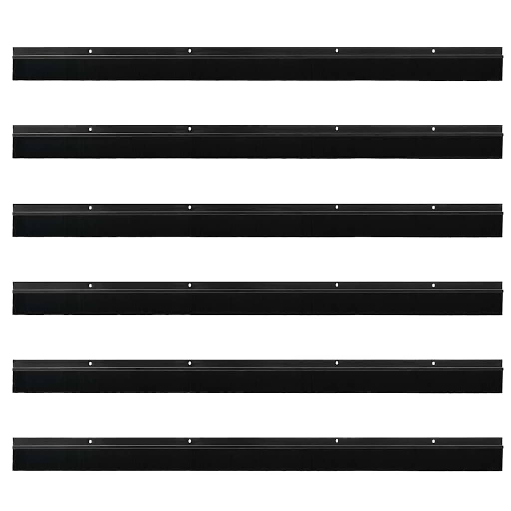 Skru-på dørbørste tetninger 6 pcs Svart 100 cm