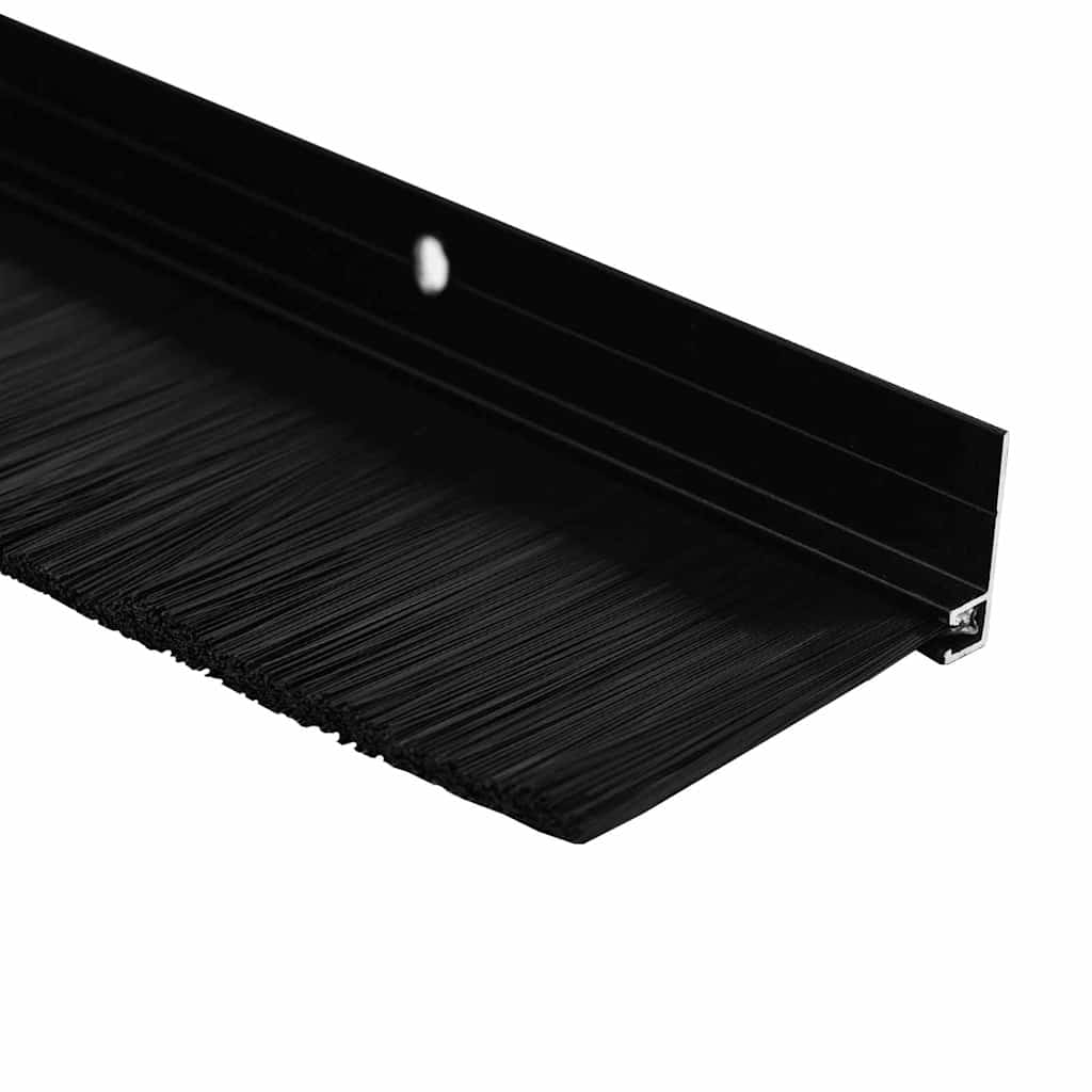 Skru-på dørbørste tetninger 12 pcs Svart 100 cm
