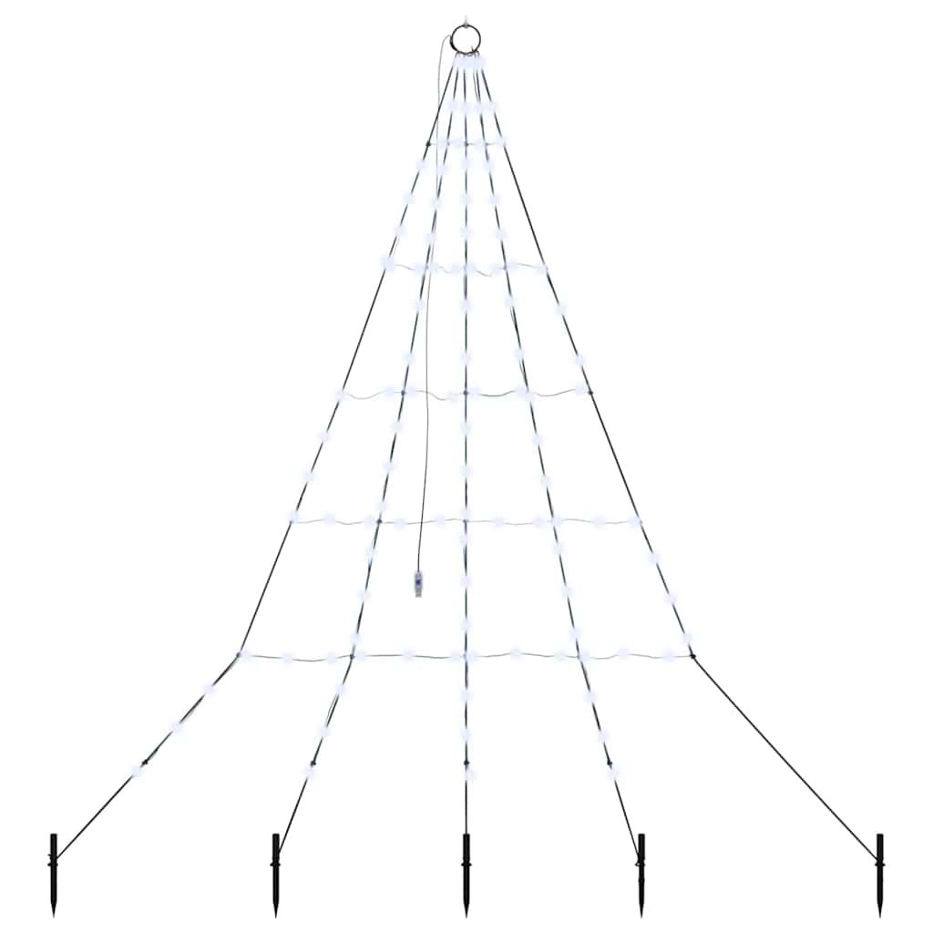 LED Juletre med Bakkepler med 112 LED Kaldhvit 182 cm Metall vidaXL