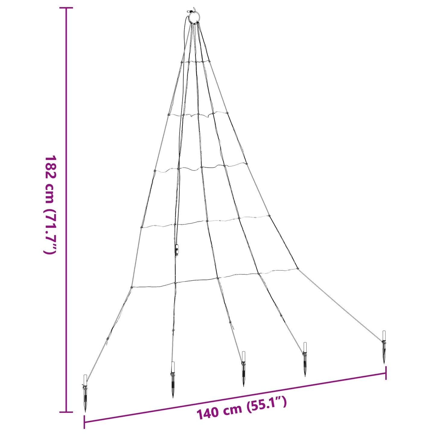 LED Juletre med Bakkepler med 112 LED Kaldhvit 182 cm Metall vidaXL