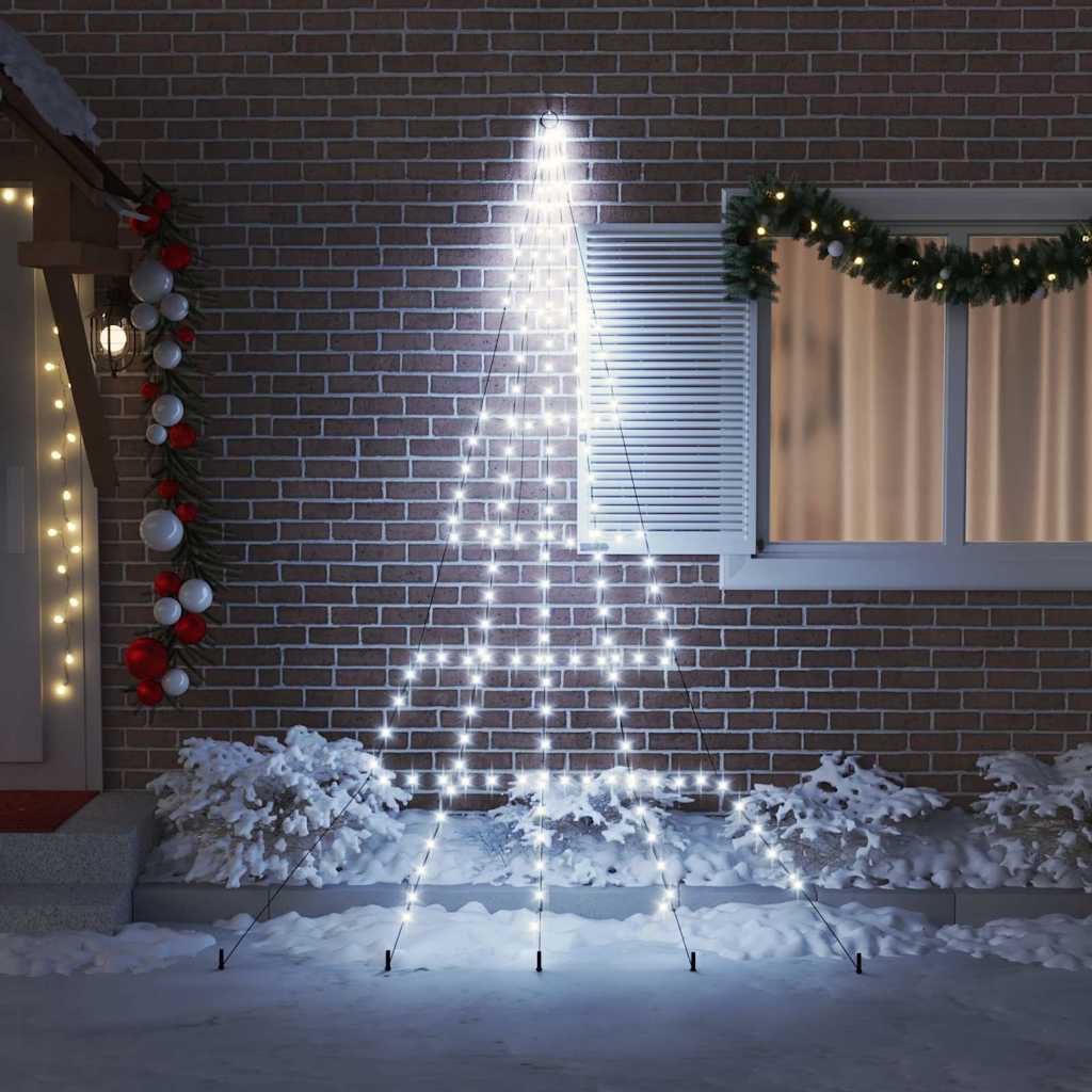 LED Juletre med Bakkepler med 168 LED Kaldhvit 306 cm Metall