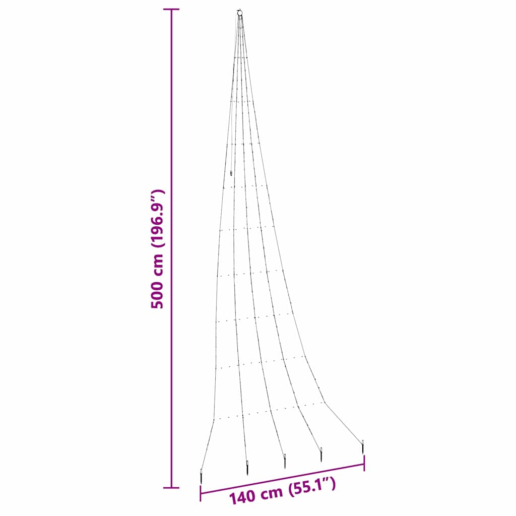 LED Juletre med Bakkepler med 276 LED Flerfarget 511 cm Metall