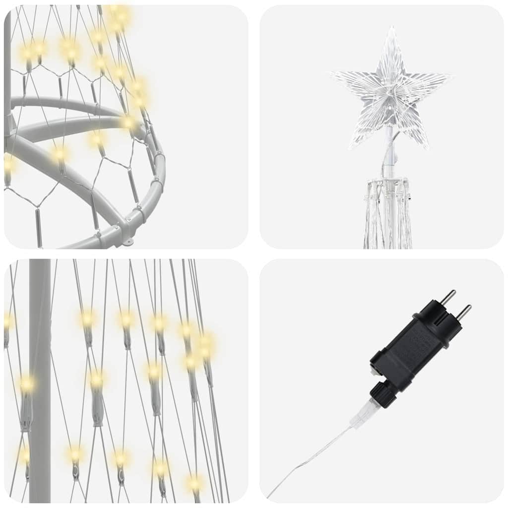 LED juletre med 290 LED med stativ Varmhvit 250 cm Metall