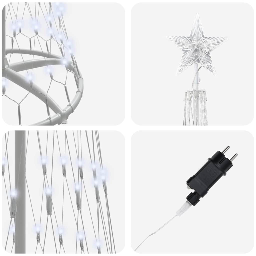 LED juletre med 290 LED med stativ Kaldhvit 250 cm Metall