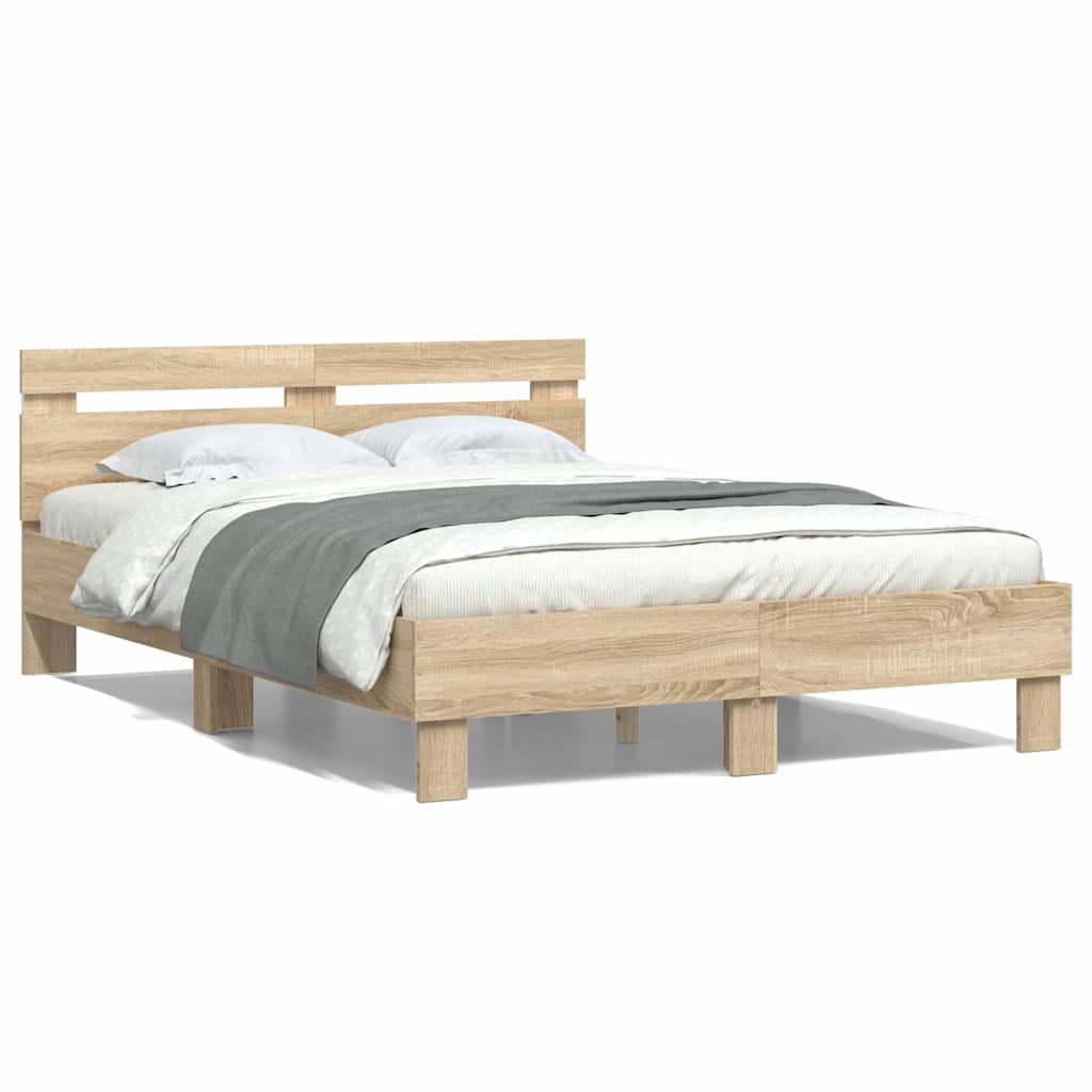 Sengestamme med LED Sonoma 137 x 190 cm Konstruert tre